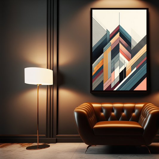 “Abstract Allure” by ArtixHub, minimalist abstract canvas wall art in soft beige and navy tones