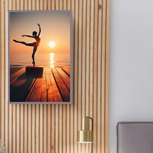 “Balletic Bliss” by ArtixHub – figurative canvas wall art featuring a dancer in motion with soft neutrals, warm blush, and fluid strokes, ideal for bedrooms, dressing rooms, or wellness spaces. This graceful artwork captures movement and poise, pairing beautifully with romantic, minimalist, or contemporary interiors. Perfect for UAE homes that celebrate beauty in form and flow.