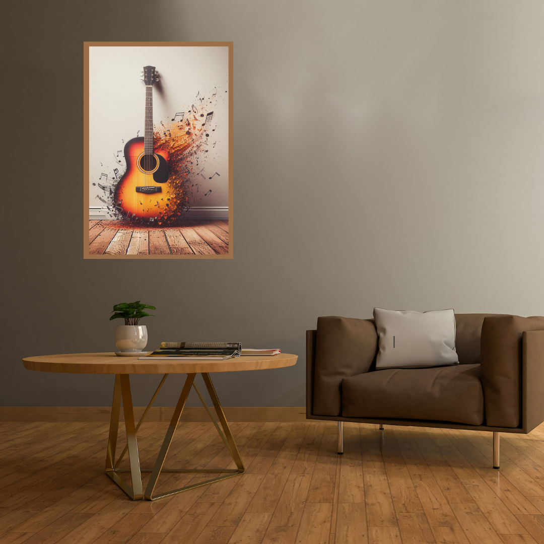 “Beyond Strings” by ArtixHub – abstract canvas wall art with fluid forms and musical undertones in deep navy, muted gold, and warm beige tones, ideal for studios, lounges, or reading nooks. This expressive artwork evokes the rhythm of strings and flowing sound, perfect for UAE homes seeking harmony, creativity, and visual movement in their décor.