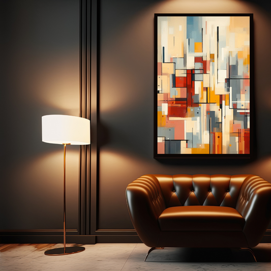 “Cascading Colors” by ArtixHub, bold abstract canvas wall art featuring vertical strokes in red
