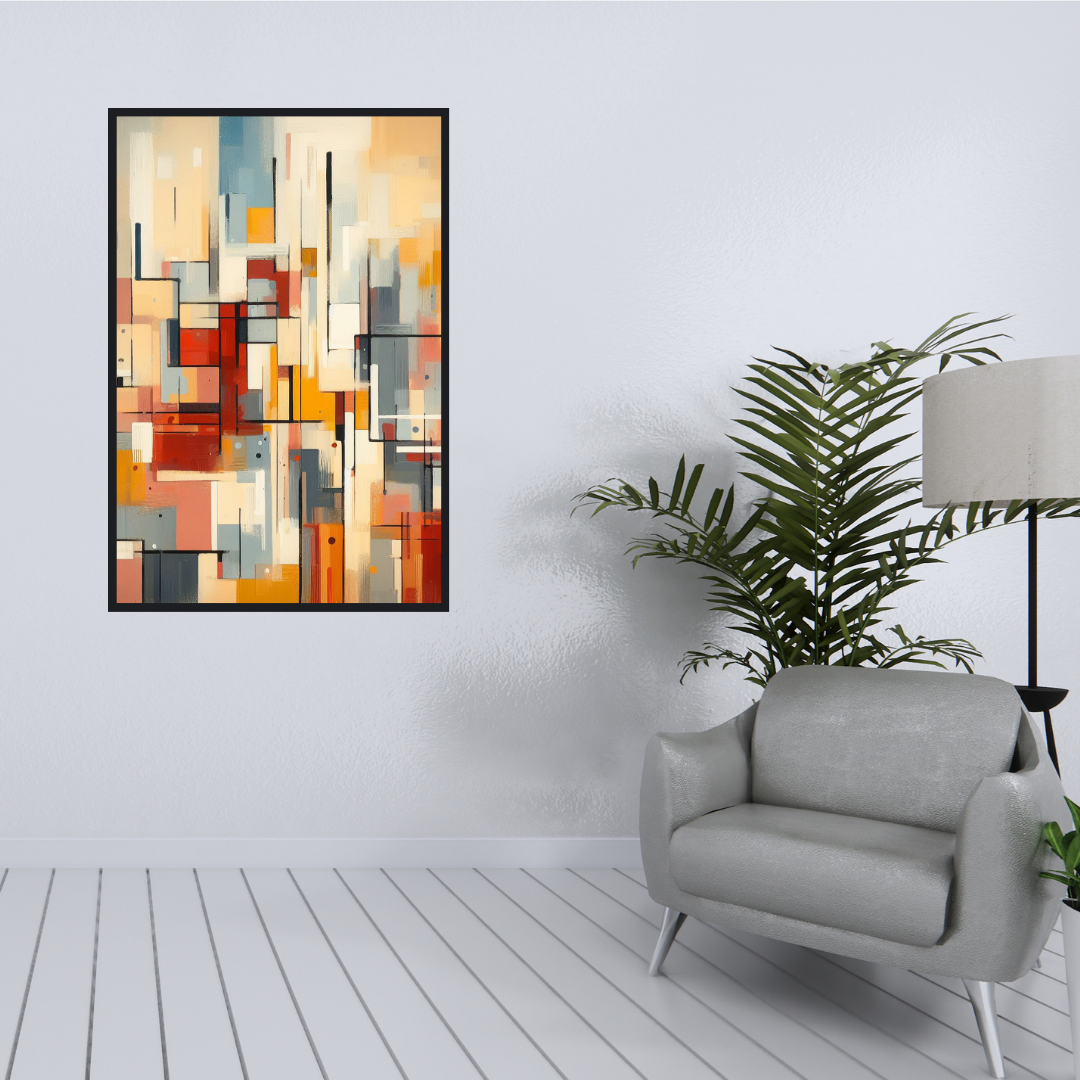 “Cascading Colors” by ArtixHub – bold abstract canvas wall art featuring vertical strokes in red, blue, yellow, and black tones, ideal for hallways, studios, or contemporary living rooms. This energetic piece flows with vibrant rhythm and texture, making it a striking focal point in UAE homes with modern or eclectic interiors.