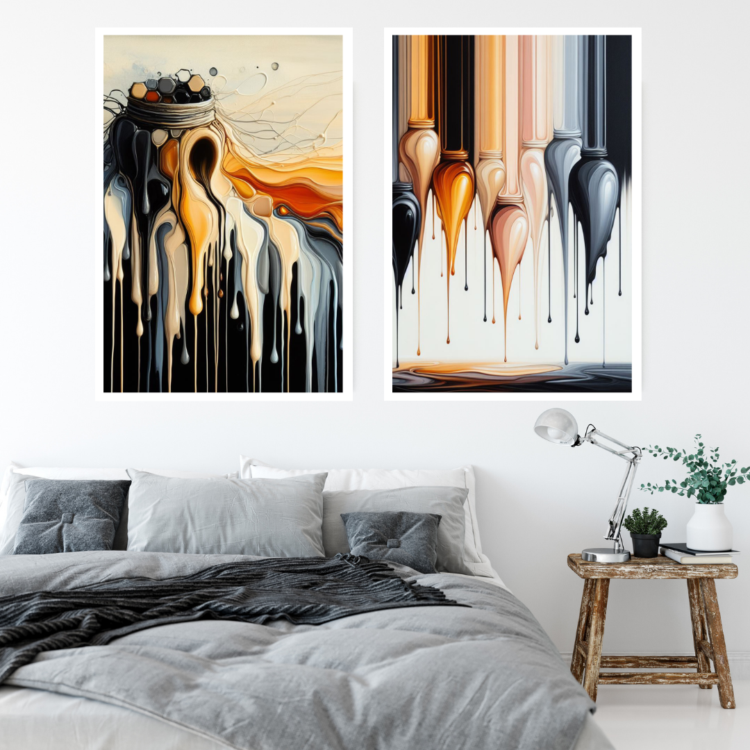 “Cascading Ink” by ArtixHub – fluid abstract canvas wall art in deep navy, gray, and soft white tones, ideal for bedrooms, offices, or lounge areas. The piece flows like watercolor or ink on canvas, offering a calming and sophisticated aesthetic. Perfect for UAE homes seeking elegance and tranquility in modern interior design.