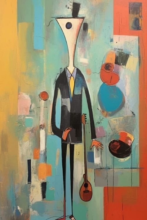 “Distorted Melody” by ArtixHub – figurative abstract canvas wall art featuring a distorted human form blended with musical movement in gray, maroon, and golden tones, ideal for offices, studios, or modern living spaces. This emotionally charged piece pairs beautifully with expressive or eclectic interiors. Perfect for UAE homes seeking rhythm, thought, and abstract depth.