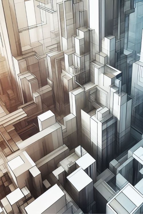 “Ethereal Structures” by ArtixHub – minimalist abstract canvas wall art in soft white, dusty blue, and muted taupe tones, featuring layered architectural forms, ideal for offices, entryways, or modern living rooms. A serene, structured composition that brings calm and elegance to UAE homes embracing clean, architectural design.