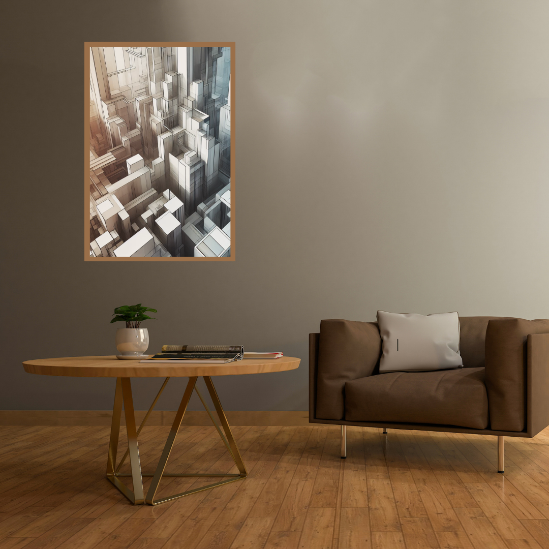 “Ethereal Structures” by ArtixHub – minimalist abstract canvas wall art in soft white, dusty blue, and muted taupe tones, featuring layered architectural forms, ideal for offices, entryways, or modern living rooms. A serene, structured composition that brings calm and elegance to UAE homes embracing clean, architectural design.
