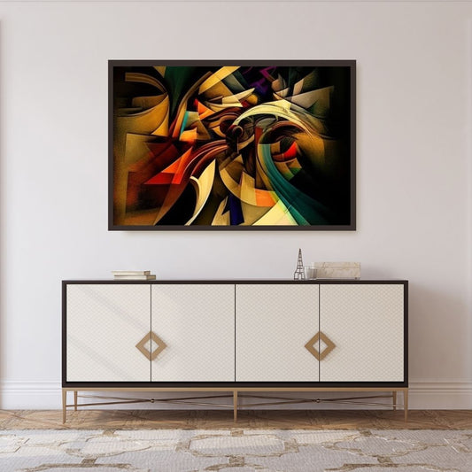 “Fluid Forms” by ArtixHub, expressive abstract canvas wall art in rich beige, clay