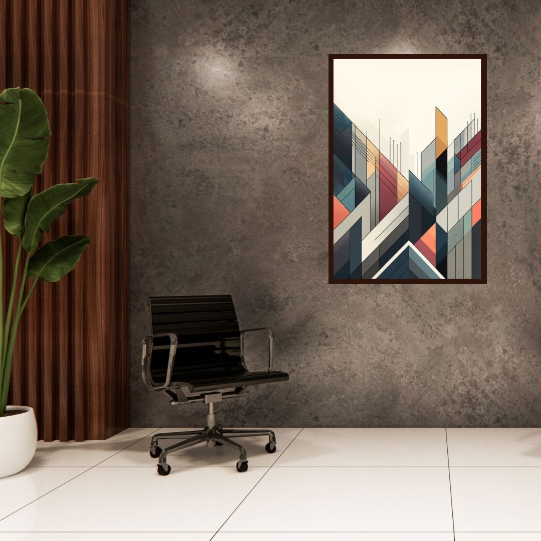 “Geometric Gradient” by ArtixHub – abstract canvas wall art with gradient-based geometric blocks in soft gray, blush, and black tones, ideal for offices, hallways, or modern living rooms. A clean, structured composition that adds balance and quiet sophistication to UAE interiors with minimalist or graphic sensibilities.