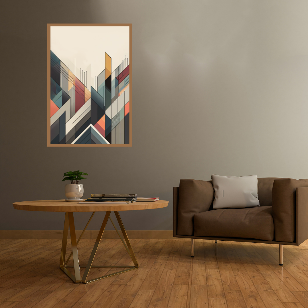 “Geometric Gradient” by ArtixHub – abstract canvas wall art with gradient-based geometric blocks in soft gray, blush, and black tones, ideal for offices, hallways, or modern living rooms. A clean, structured composition that adds balance and quiet sophistication to UAE interiors with minimalist or graphic sensibilities.