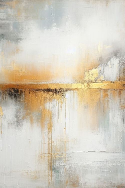 “Gilded Tranquility” by ArtixHub – minimalist abstract canvas wall art in soft beige, white, and accents of gold, ideal for bedrooms, wellness spaces, or living rooms. With delicate layering and gentle metallic highlights, this piece brings serene elegance to UAE homes seeking calming, sophisticated interiors.