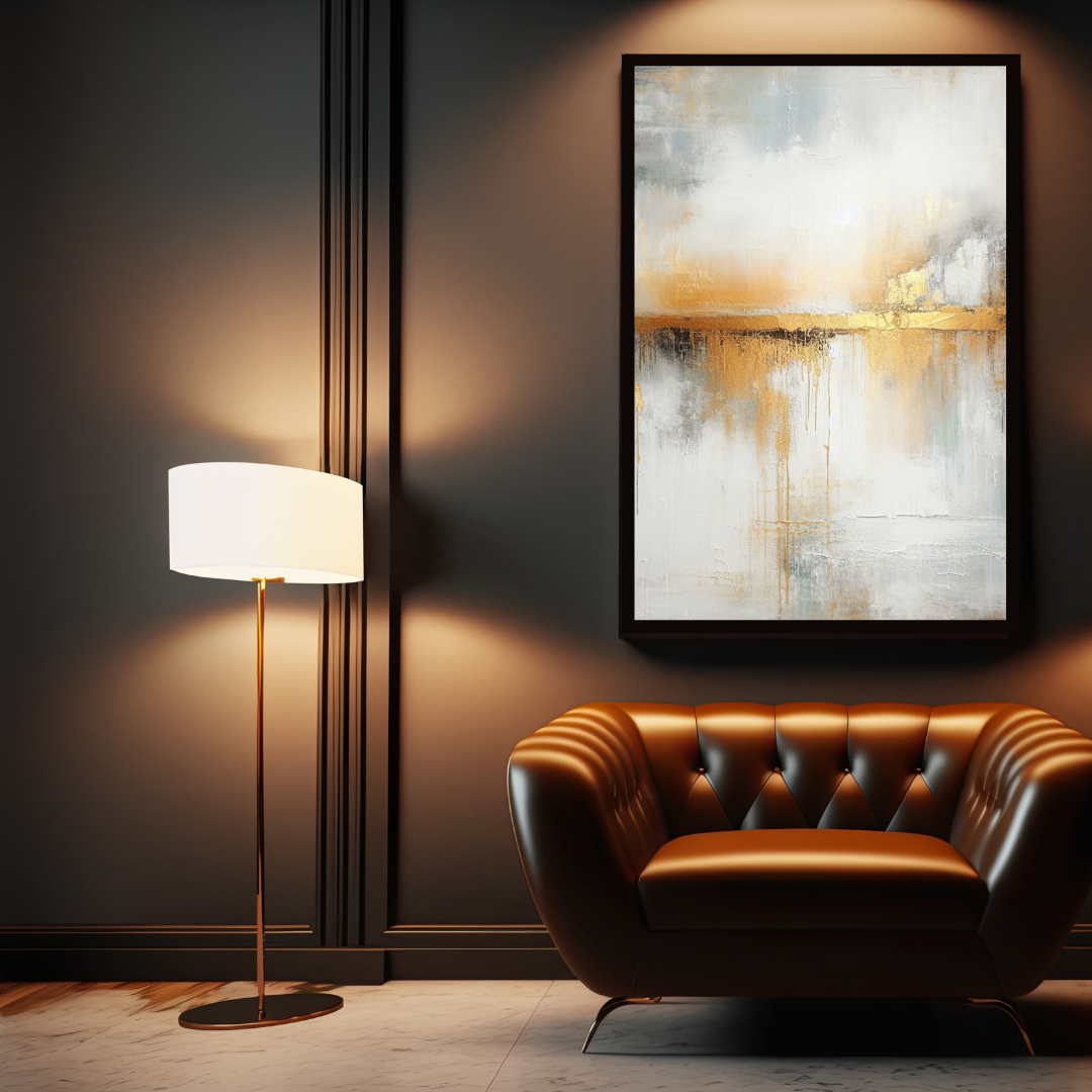 “Gilded Tranquility” by ArtixHub – minimalist abstract canvas wall art in soft beige, white, and accents of gold, ideal for bedrooms, wellness spaces, or living rooms. With delicate layering and gentle metallic highlights, this piece brings serene elegance to UAE homes seeking calming, sophisticated interiors.