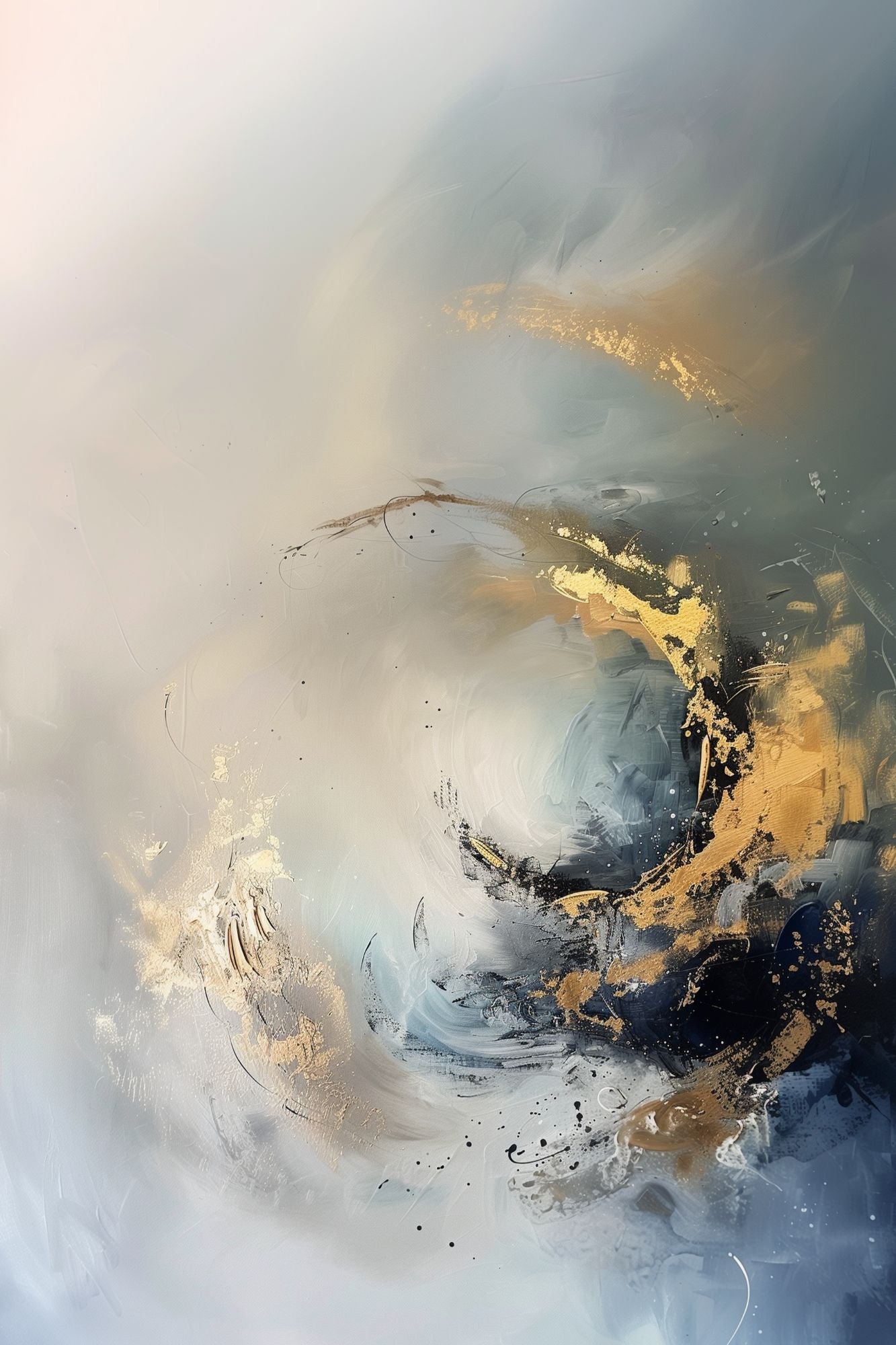 “Golden Reverie” by ArtixHub – abstract canvas wall art featuring flowing circular lines in gold, white, and muted gray tones, ideal for offices, hallways, or modern living rooms. A balanced and calming piece that blends motion with simplicity, perfect for UAE homes with refined, contemporary interiors.