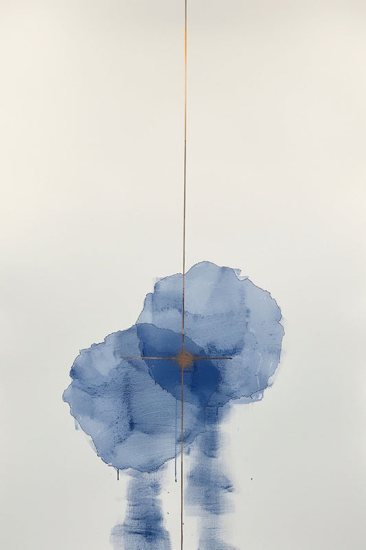 “Intercepted Blues” by ArtixHub – abstract canvas wall art in deep navy and indigo tones intersected by striking gold accents, ideal for bedrooms, offices, or lounge areas. A bold yet elegant composition that brings drama and sophistication to UAE homes with contemporary or luxury-inspired interiors.