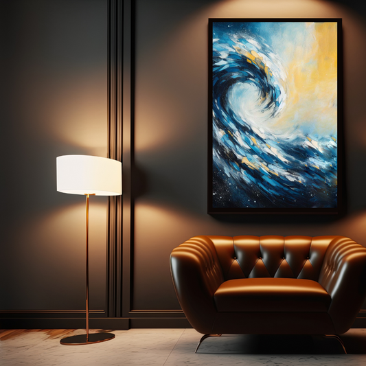 “Luminous Shores I” by ArtixHub, abstract coastal canvas wall art in soft beige and sand tones