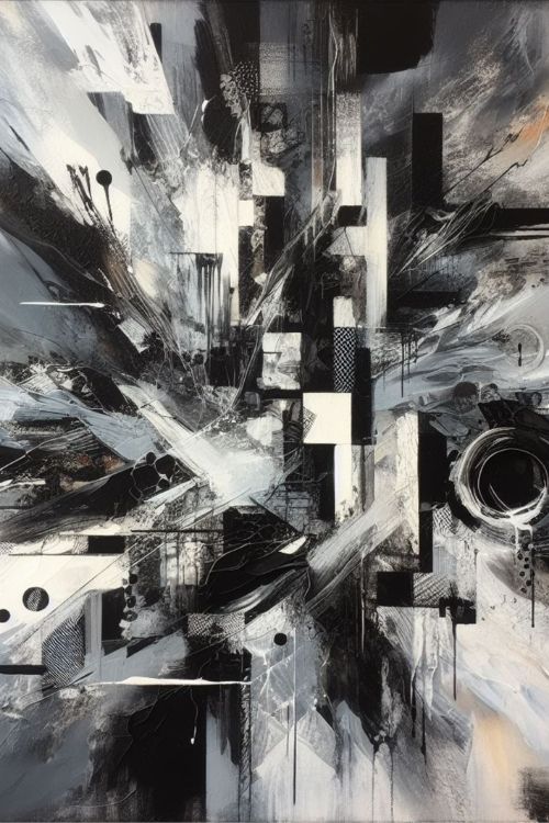 “Monochrome Marvel” by ArtixHub – minimalist canvas wall art in black, white, and gray tones, featuring bold brushwork and clean contrast, ideal for offices, entryways, or modern living rooms. This sleek monochrome piece adds sophistication and clarity to UAE homes with a contemporary design palette.