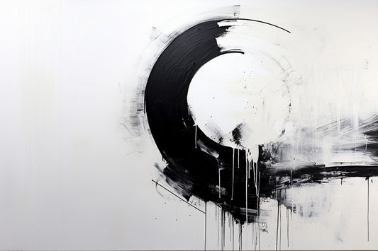 “Monochrome Orbit” by ArtixHub – geometric canvas wall art featuring intersecting black and white semicircles with balanced negative space, ideal for offices, studios, or entryways. A striking modern composition that adds symmetry and bold contrast to UAE homes with minimalist or design-forward interiors.