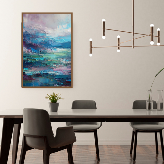 “Mystic Tranquility” by ArtixHub, abstract canvas wall art in soft beige, ivory