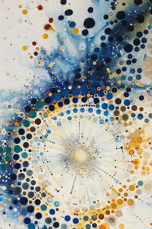 “Nebula Burst” by ArtixHub – abstract canvas wall art radiating circular energy in vibrant orange, deep navy, and white, evoking a cosmic explosion, ideal for game rooms, studios, or lounge spaces. This bold, energetic piece adds dynamic movement and futuristic flair to UAE homes that embrace space-inspired creativity.