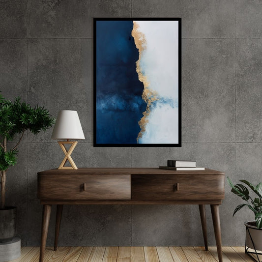 “Ocean Azure” by ArtixHub, minimalist canvas wall art featuring a serene horizon line