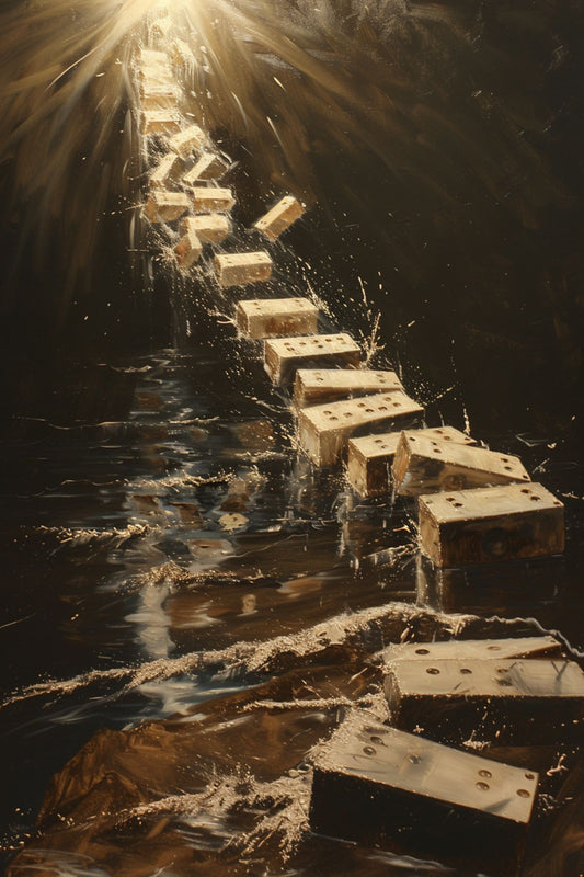 “Radiant Route” by ArtixHub – symbolic abstract canvas wall art featuring a glowing path ascending through narrow passageways in tones of white, beige, and muted gold, ideal for reading nooks, libraries, or wellness spaces. This introspective piece evokes inner journeys and enlightenment, perfect for UAE homes with reflective, serene interiors.