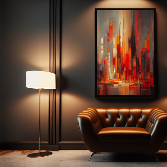 “Ruby Coastline” by ArtixHub, abstract canvas wall art showcasing a warm-toned shoreline