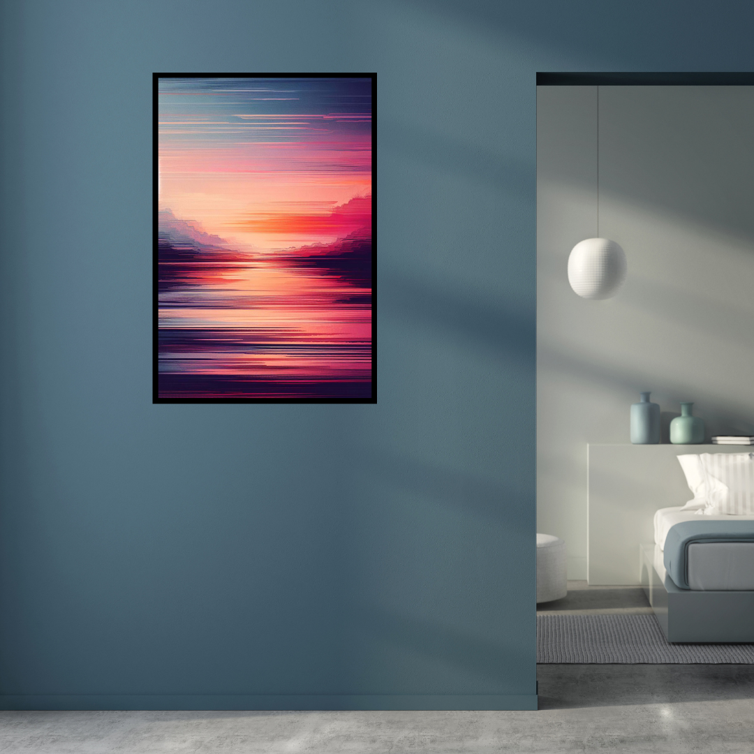 “Sunset Twilight” by ArtixHub – abstract canvas wall art blending soft gradients of gold, coral, and mauve, evoking the moment twilight kisses the horizon. Ideal for bedrooms, dining areas, or lounge spaces, this warm-toned piece offers depth, calm, and an artistic sunset glow to modern UAE interiors.