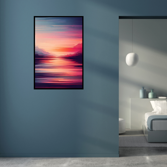 “Sunset Twilight” by ArtixHub, abstract canvas wall art blending soft gradients of gold and coral