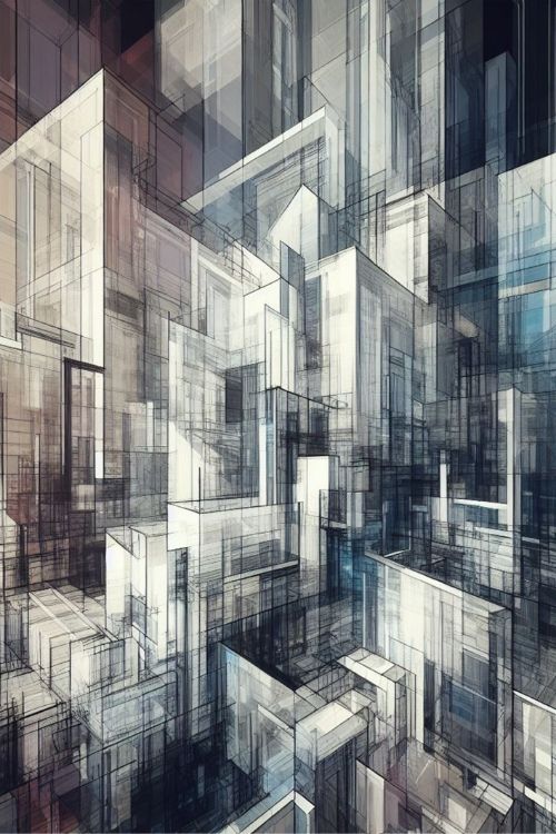 “Translucent Wireframe” by ArtixHub – abstract canvas wall art with intersecting lines and layered forms in warm beige, cream, and soft gray tones, evoking a digital architectural sketch. Ideal for offices, studios, or modern hallways, this crisp and minimal piece brings structure and clarity to UAE interiors with a refined geometric edge.