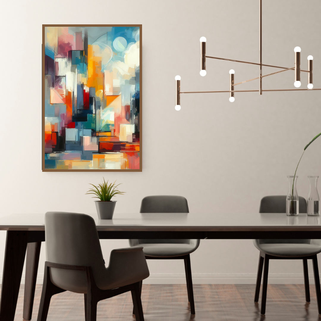 “Urban Utopian” by ArtixHub – abstract cityscape canvas wall art featuring stylized grids, soft lines, and muted grays and beige, evoking an idealized urban skyline. Ideal for offices, studios, or hallway spaces, this refined piece brings structured calm and architectural rhythm to UAE homes with a modern, design-forward sensibility.