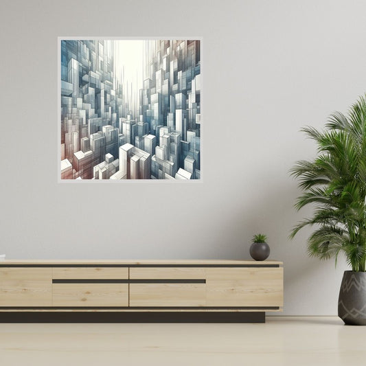“Urbanism” by ArtixHub, abstract canvas wall art showcasing layered architectural forms