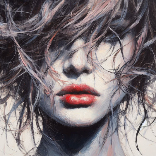 “Veiled Glance” by ArtixHub – figurative canvas wall art portraying a woman partially obscured behind a vibrant red veil, with expressive eyes and stylized detailing in muted tones. Ideal for dressing rooms, bedrooms, or lounge spaces, this artwork adds elegance, mystery, and allure to UAE homes with a touch of cultural sophistication.