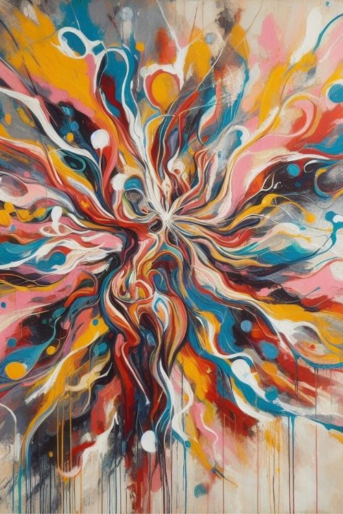 “Vibrant Visions” by ArtixHub – abstract canvas wall art filled with dynamic brushstrokes in bold blues, fiery reds, and vibrant yellows, expressing movement and emotion in a vivid explosion of color. Ideal for studios, game rooms, or modern lounges, this energetic piece electrifies UAE interiors with creativity and life.