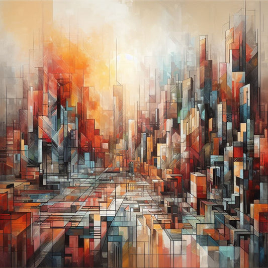 “Vivid Horizons” by ArtixHub – abstract canvas wall art featuring layered tones of crimson, orange, peach, and violet, echoing a bold and artistic interpretation of a glowing horizon. Ideal for dining rooms, lounge areas, or modern hallways, this radiant piece infuses UAE interiors with warmth, energy, and a sense of colorful calm.