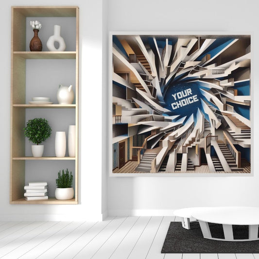 “Your Choice” by ArtixHub, figurative and typographic canvas wall art with bold stencil lettering