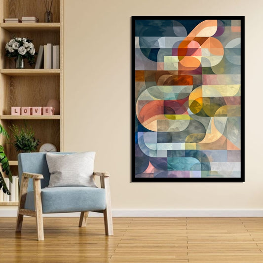 "Contour of Enigma", abstract canvas wall art in black and beige tones