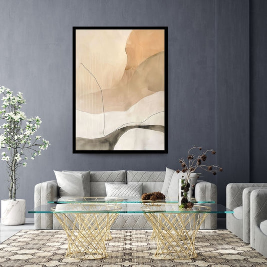 Sahara – abstract minimalist painting with flowing organic shapes in beige, tan