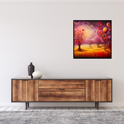 “Ancient Knowledge” by ArtixHub – abstract landscape canvas wall art in warm gold, charcoal, and olive tones, ideal for living rooms, reading nooks, or study spaces. A grounded, earthy composition that evokes calm and reflection, pairing beautifully with rustic, bohemian, or neutral interior palettes. Perfect for UAE homes seeking soulful, nature-inspired décor.