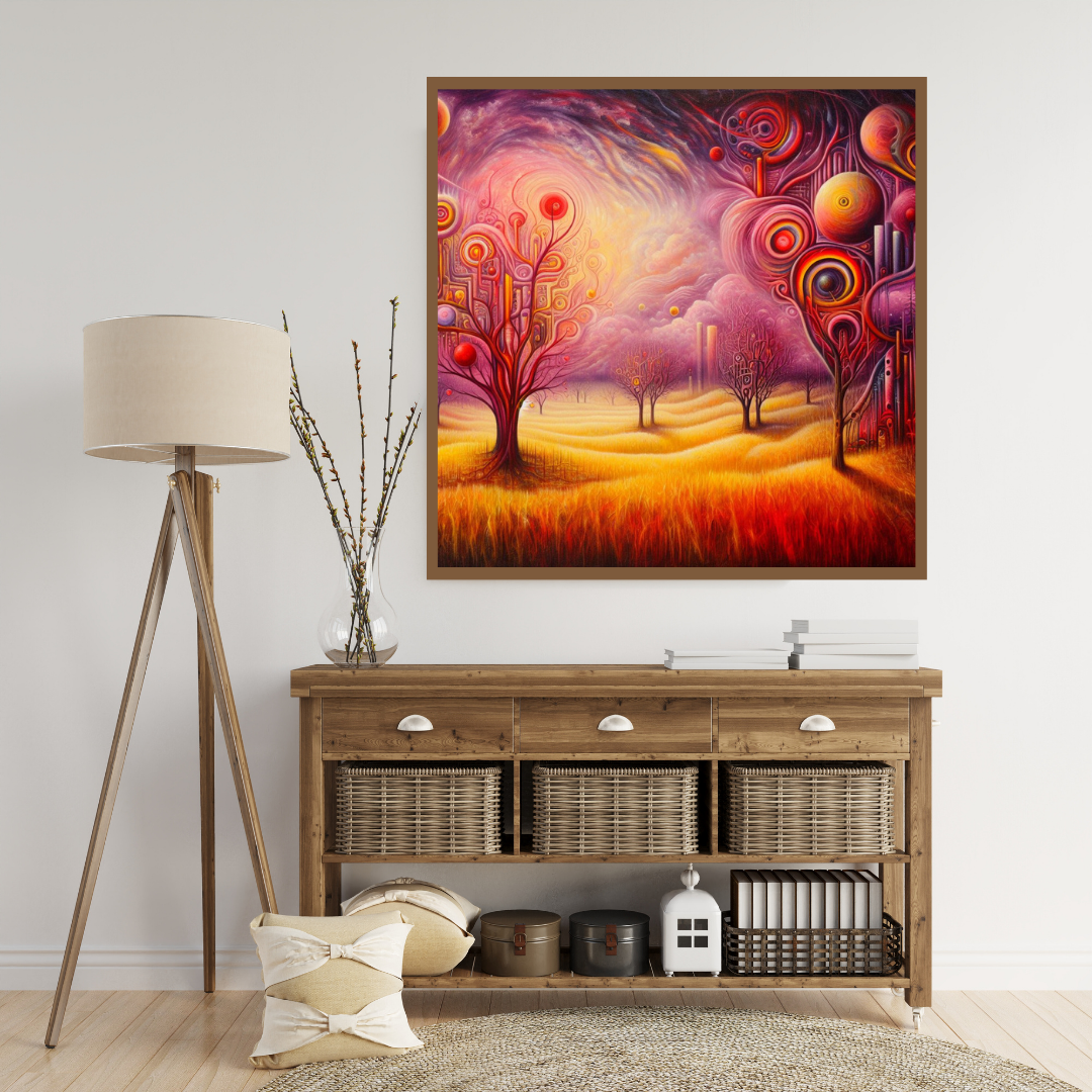 “Ancient Knowledge” by ArtixHub – abstract landscape canvas wall art in warm gold, charcoal, and olive tones, ideal for living rooms, reading nooks, or study spaces. A grounded, earthy composition that evokes calm and reflection, pairing beautifully with rustic, bohemian, or neutral interior palettes. Perfect for UAE homes seeking soulful, nature-inspired décor.
