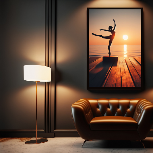 “Balletic Bliss” by ArtixHub – figurative canvas wall art featuring a dancer in motion with soft neutrals, warm blush, and fluid strokes, ideal for bedrooms, dressing rooms, or wellness spaces. This graceful artwork captures movement and poise, pairing beautifully with romantic, minimalist, or contemporary interiors. Perfect for UAE homes that celebrate beauty in form and flow.