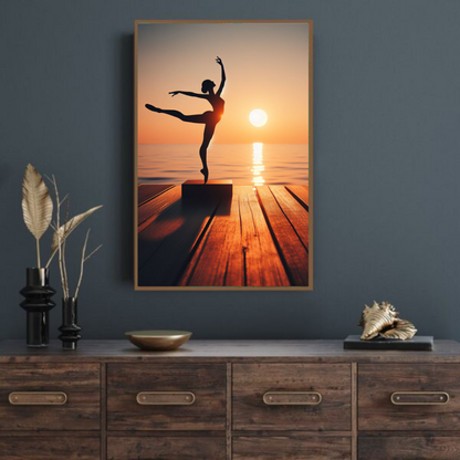 “Balletic Bliss” by ArtixHub – figurative canvas wall art featuring a dancer in motion with soft neutrals, warm blush, and fluid strokes, ideal for bedrooms, dressing rooms, or wellness spaces. This graceful artwork captures movement and poise, pairing beautifully with romantic, minimalist, or contemporary interiors. Perfect for UAE homes that celebrate beauty in form and flow.