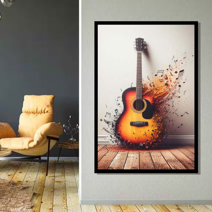 “Beyond Strings” by ArtixHub – abstract canvas wall art with fluid forms and musical undertones in deep navy, muted gold, and warm beige tones, ideal for studios, lounges, or reading nooks. This expressive artwork evokes the rhythm of strings and flowing sound, perfect for UAE homes seeking harmony, creativity, and visual movement in their décor.
