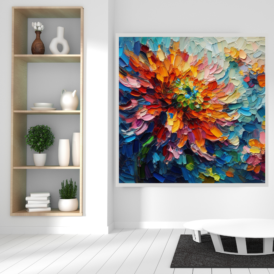 “Blossoming Whirlwind” by ArtixHub – vibrant abstract canvas wall art in bold pink, deep navy, and soft neutrals, ideal for bedrooms, lounges, or dressing rooms. With swirling floral energy and a touch of expressive elegance, this piece pairs beautifully with modern romantic or boho-chic interiors. Perfect for UAE homes seeking a floral statement with artistic flair.