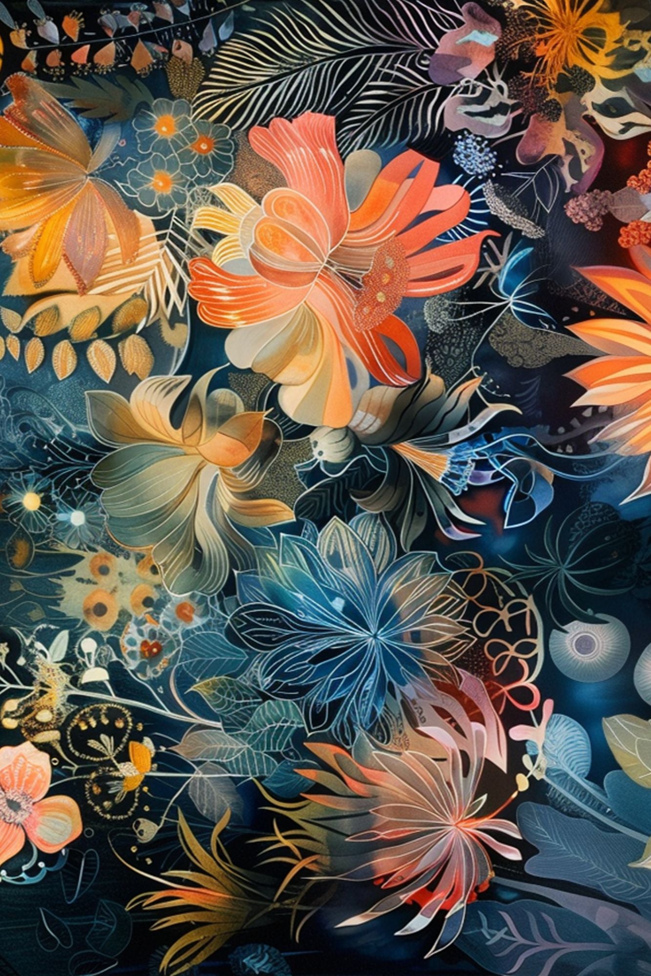 “Botanical Dreamscape” by ArtixHub – colorful floral canvas wall art with vivid tones of red, orange, yellow, and green, ideal for dining rooms, bedrooms, or reading nooks. Bursting with painterly blooms and natural texture, this artwork adds warmth and vibrancy to both classic and contemporary spaces. Perfect for UAE homes looking to embrace nature with artistic energy.