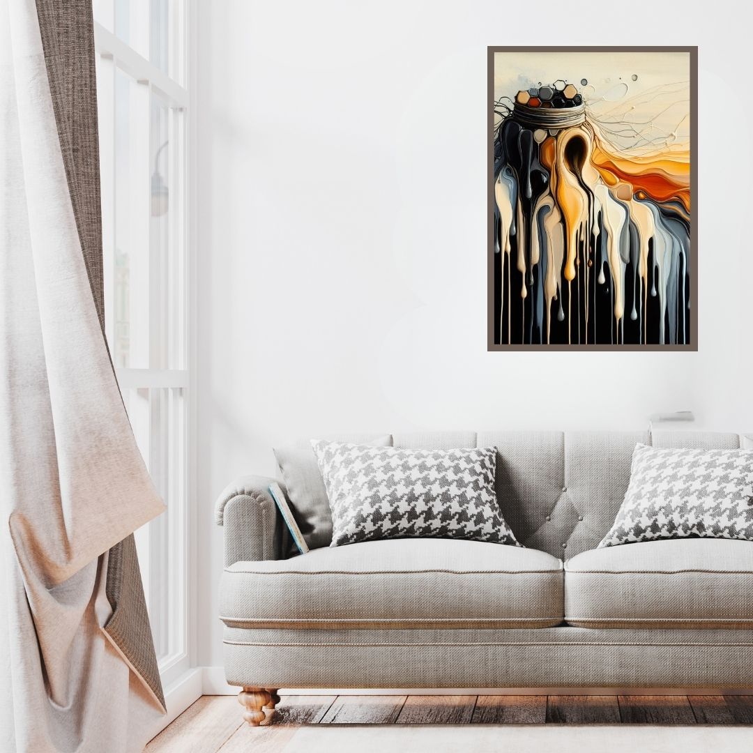 “Cascading Ink” by ArtixHub – fluid abstract canvas wall art in deep navy, gray, and soft white tones, ideal for bedrooms, offices, or lounge areas. The piece flows like watercolor or ink on canvas, offering a calming and sophisticated aesthetic. Perfect for UAE homes seeking elegance and tranquility in modern interior design.