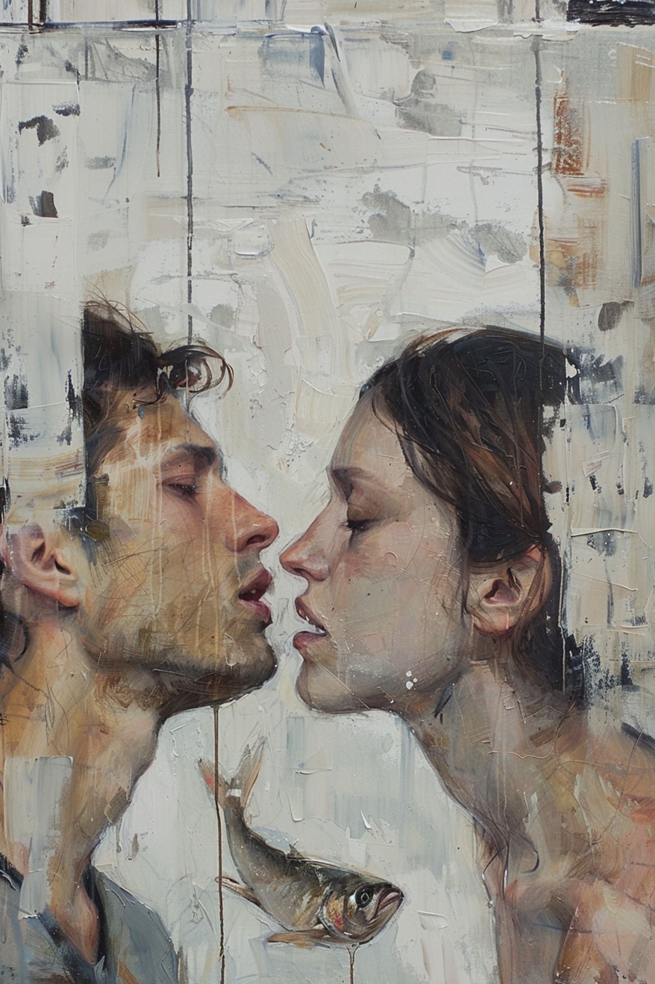 “Close Encounters” by ArtixHub – romantic figurative canvas wall art in deep red, navy, and neutral tones, ideal for bedrooms, lounge areas, or dressing rooms. With passionate brushwork and intimate composition, this artwork brings warmth and emotion to UAE homes that celebrate connection and contemporary artistic expression.