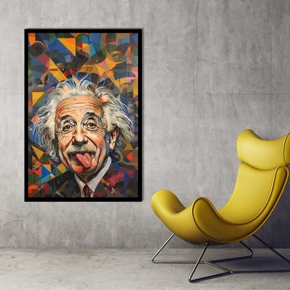 “Colorful Insights” by ArtixHub – playful abstract canvas wall art featuring a colorful reinterpretation of Einstein in bold red, yellow, and blue tones, ideal for kids’ rooms, game rooms, or creative studios. This imaginative piece adds curiosity and color to UAE homes that embrace wit, intellect, and vibrant artistic expression.