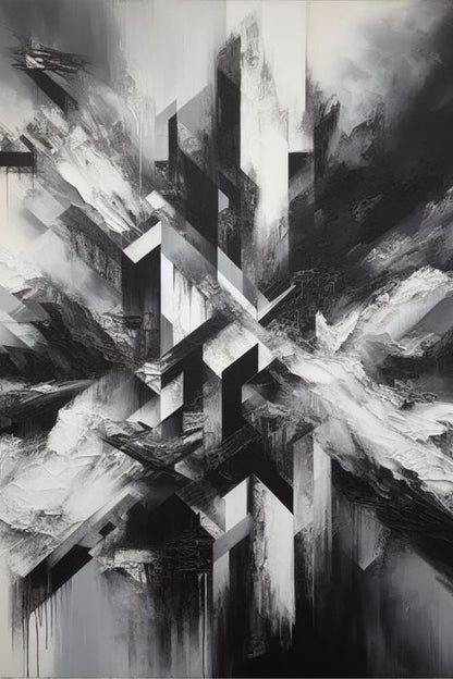 “Constructive Chaos” by ArtixHub – abstract canvas wall art in vibrant reds, deep blues, and golden yellows, ideal for studios, home offices, or game rooms. With layered forms and dynamic textures, this piece balances energy and structure, making it perfect for UAE homes that celebrate artistic movement and visual complexity.