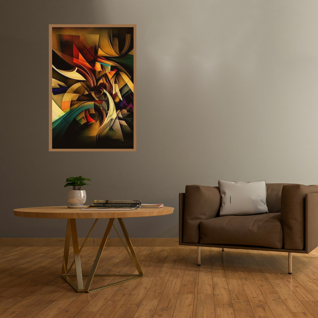“Fluid Forms” by ArtixHub – expressive abstract canvas wall art in rich beige, clay, and slate tones, featuring layered organic forms and intense movement, ideal for living rooms, studios, or lounge areas. This bold composition adds energy and depth to UAE homes seeking artistic complexity and modern sophistication.