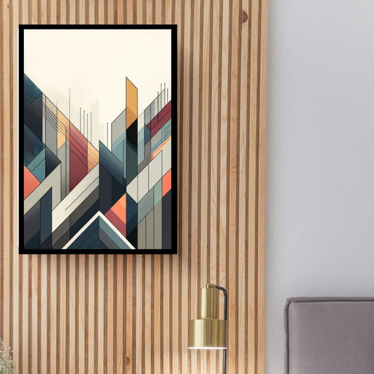 “Geometric Gradient” by ArtixHub – abstract canvas wall art with gradient-based geometric blocks in soft gray, blush, and black tones, ideal for offices, hallways, or modern living rooms. A clean, structured composition that adds balance and quiet sophistication to UAE interiors with minimalist or graphic sensibilities.
