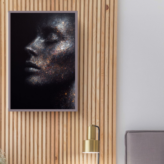 “Lost Within” by ArtixHub – abstract portrait canvas wall art in layered tones of blue, gray, and ivory, portraying a subtle face dissolving into its surroundings, ideal for reading nooks, studios, or lounge areas. A deeply emotive piece perfect for UAE homes that embrace artistic introspection and expressive modern design.