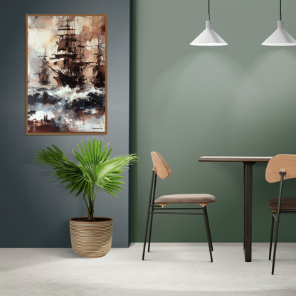 “Navigating Fury” by ArtixHub – abstract canvas wall art with bold strokes of crimson, navy, and white, evoking a stormy sea or emotional turbulence, ideal for studios, offices, or living rooms. This dramatic composition adds raw energy and movement to UAE homes with a taste for expressive, statement-making interiors.